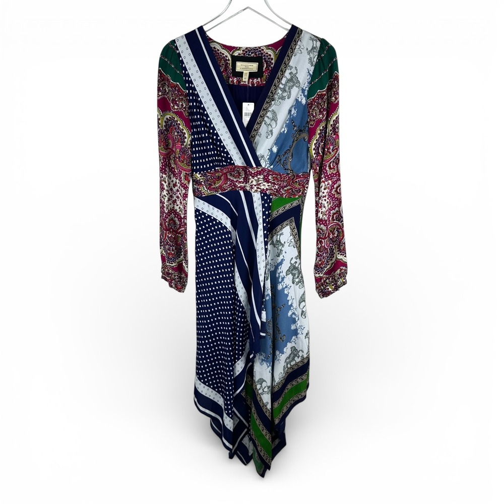 Moulinette Soeurs Anthro Istanbul Wrap Print Handkerchief Hem V Neck Dress 4
